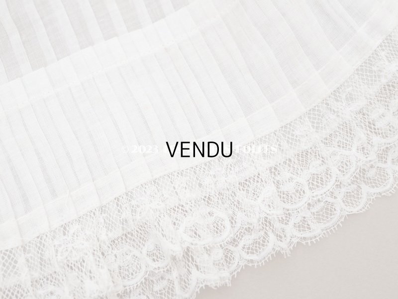 画像5: 【クリスマスセール2023対象外】1900年頃 アンティーク ドレスの裾  幅広 レース付きプリーツ  3.1m 幅21.5cm コットンオーガンジー