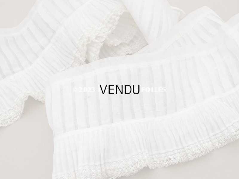 画像5: 【クリスマスセール2023対象外】1900年頃 アンティーク ドレスの裾  幅広　レース付きプリーツ 2.65m 幅17.5cm　コットンオーガンジー