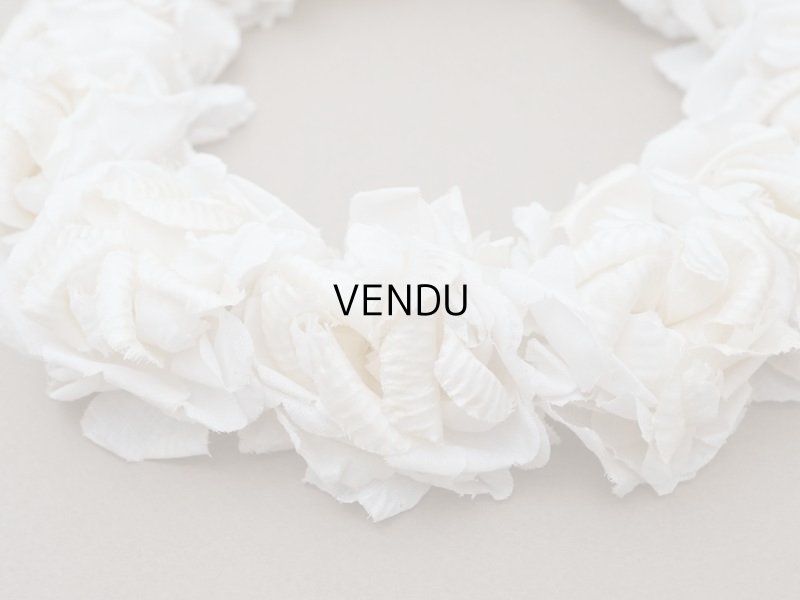 画像8: アンティーク シルクサテン 薔薇の布花のティアラ 花冠  エクリュ&オフホワイト