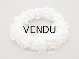 アンティーク シルクサテン 薔薇の布花のティアラ 花冠  エクリュ＆オフホワイト