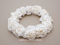 アンティーク シルクサテン 薔薇の布花のティアラ 花冠  エクリュ＆オフホワイト