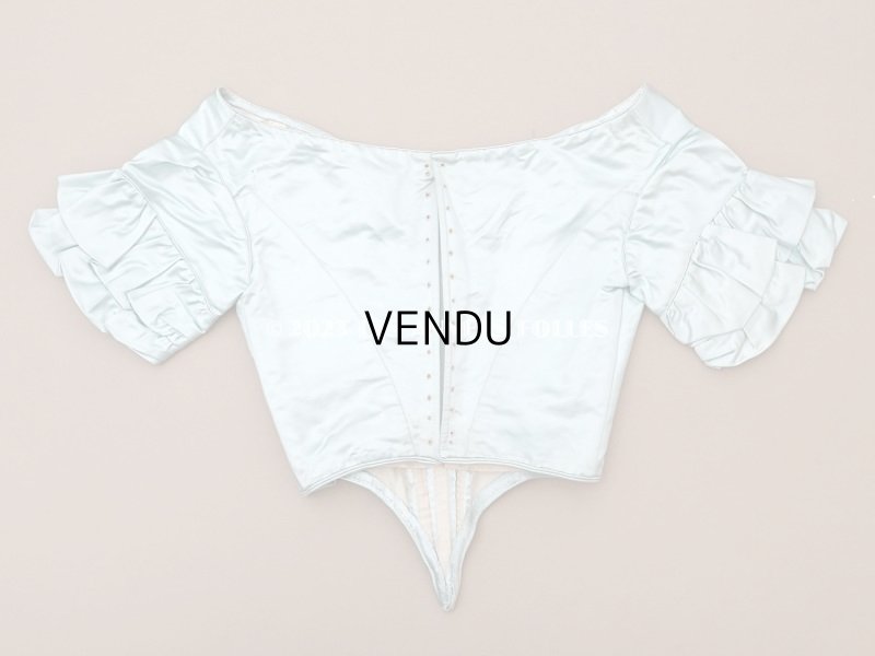 画像7: 【クリスマスセール2023対象外】1900年頃 アンティーク 少女のコルサージュ パウダーブルーグリーンのシルクサテン