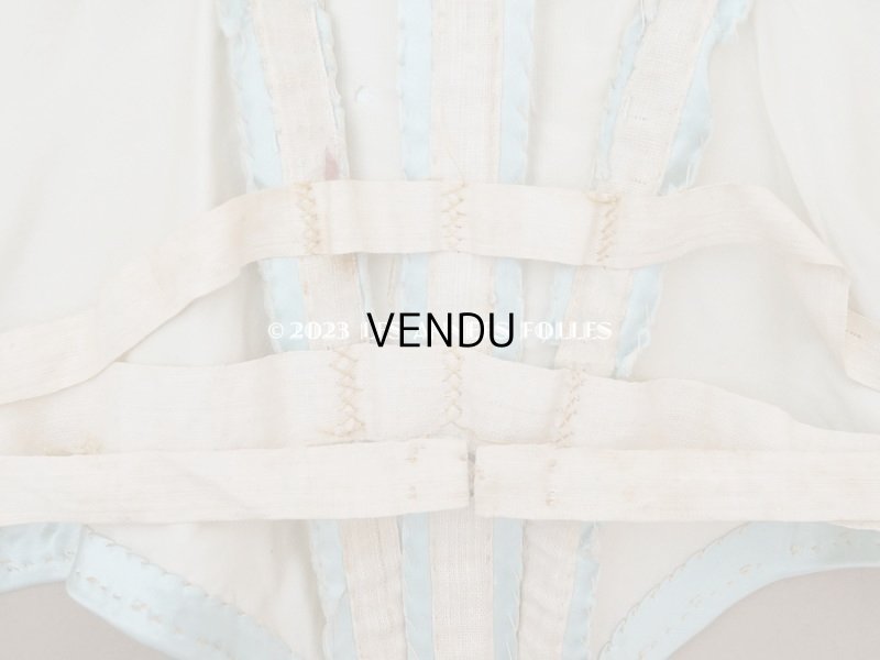 画像14: 【クリスマスセール2023対象外】1900年頃 アンティーク 少女のコルサージュ パウダーブルーグリーンのシルクサテン