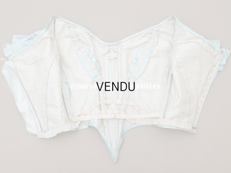 画像12: 【クリスマスセール2023対象外】1900年頃 アンティーク 少女のコルサージュ パウダーブルーグリーンのシルクサテン