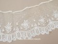 19世紀末 アンティーク 幅広24cm アプリカシオン・アングルテール 薔薇のモチーフ オフホワイト ボビンレース