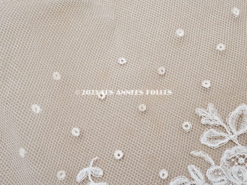 画像10: 19世紀末 アンティーク 幅広24cm アプリカシオン・アングルテール 薔薇のモチーフ オフホワイト ボビンレース