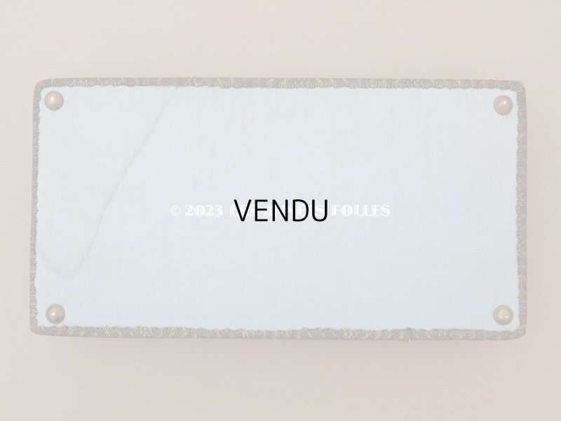 画像9: アンティーク シルク製 ロココモチーフ&レースのカルトナージュボックス グレイッシュブルー