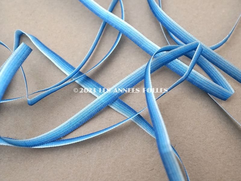 画像2: アンティーク  リボン刺繍 & ロココトリム用 シルク製リボン 3.5m 極細4mm幅 ブルー