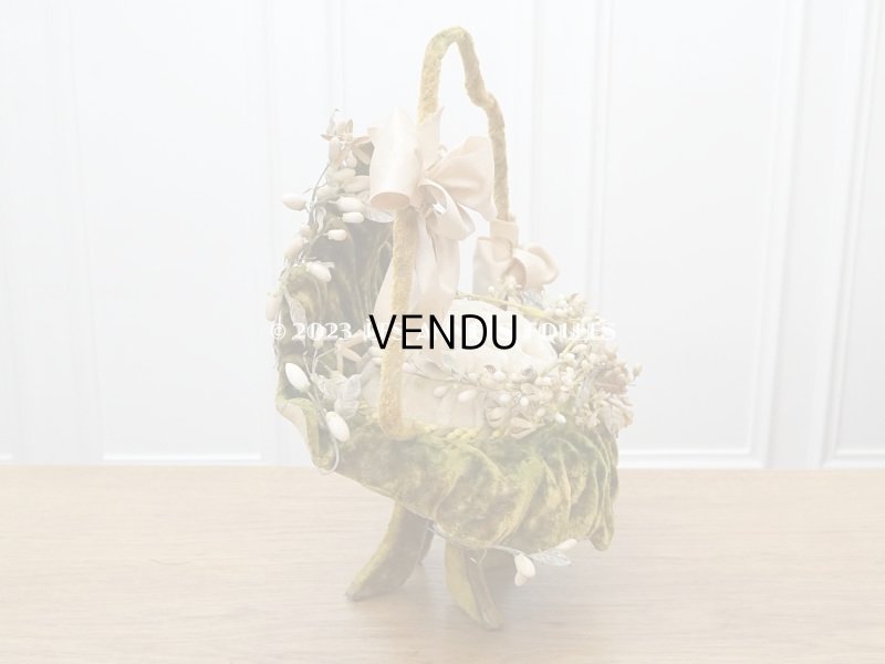 画像5: 19世紀末 アンティーク グローブ・ド・マリエのクッション付きパニエ スモーキーピンクのリボン