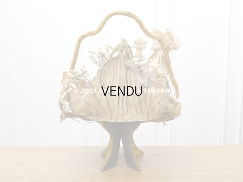 画像3: 19世紀末 アンティーク グローブ・ド・マリエのクッション付きパニエ スモーキーピンクのリボン