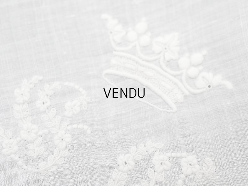 画像5: アンティーク  王冠紋章＆イニシャルの刺繍入り 結婚式のハンカチ アプリカシオン・アングルテール (ボビンレース)　