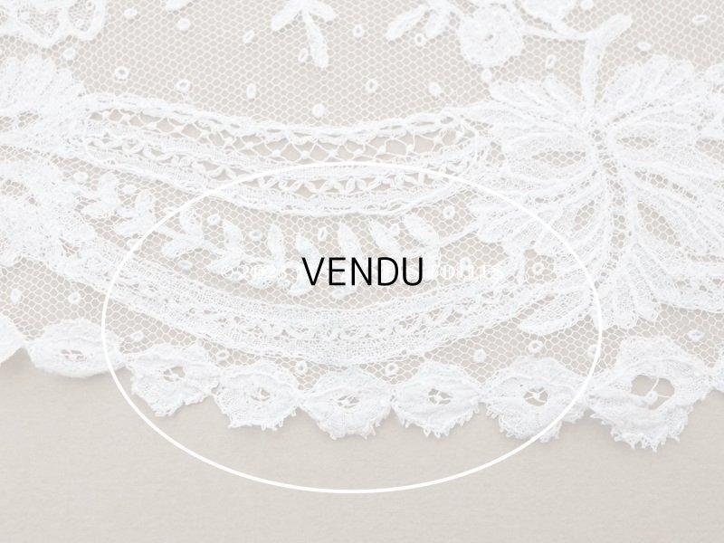 画像8: アンティーク  王冠紋章＆イニシャルの刺繍入り 結婚式のハンカチ アプリカシオン・アングルテール (ボビンレース)　