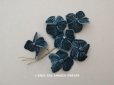 画像1: アンティーク ベルベットの布花 ダークグレイッシュブルー　 (1)