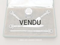 アンティーク レタリングセット 月桂冠&蜂＆マーガレット インク瓶＆ペン軸 & シーリングスタンプ ＆ レターオープナー & ペーパーナイフ
