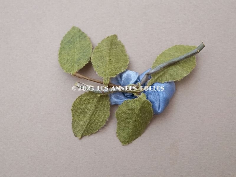 画像3: アンティーク シルク製 ブルーの薔薇のロココモチーフ  布花