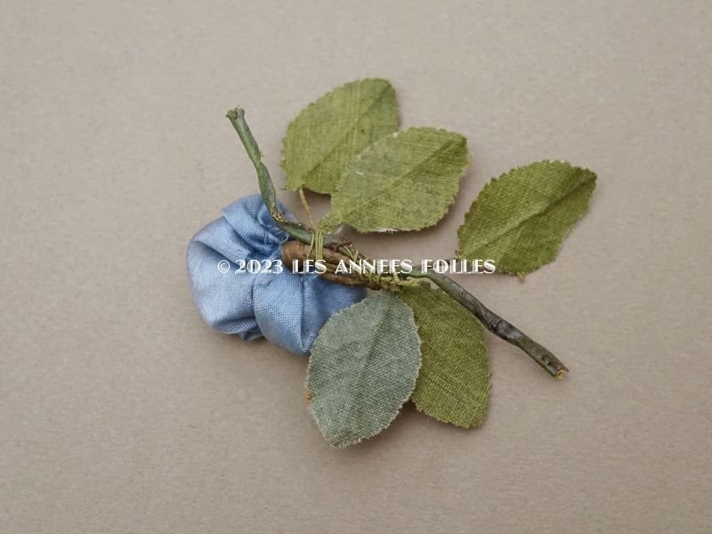 画像5: アンティーク シルク製 ブルーの薔薇のロココモチーフ  布花