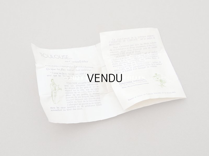 画像7: アンティーク 白菫の布花付き とても小さな菫のパフュームボックス & ボトル  ESSENCE VIOLETTES DE TOULOUSE - BERDOUES FRANCE -