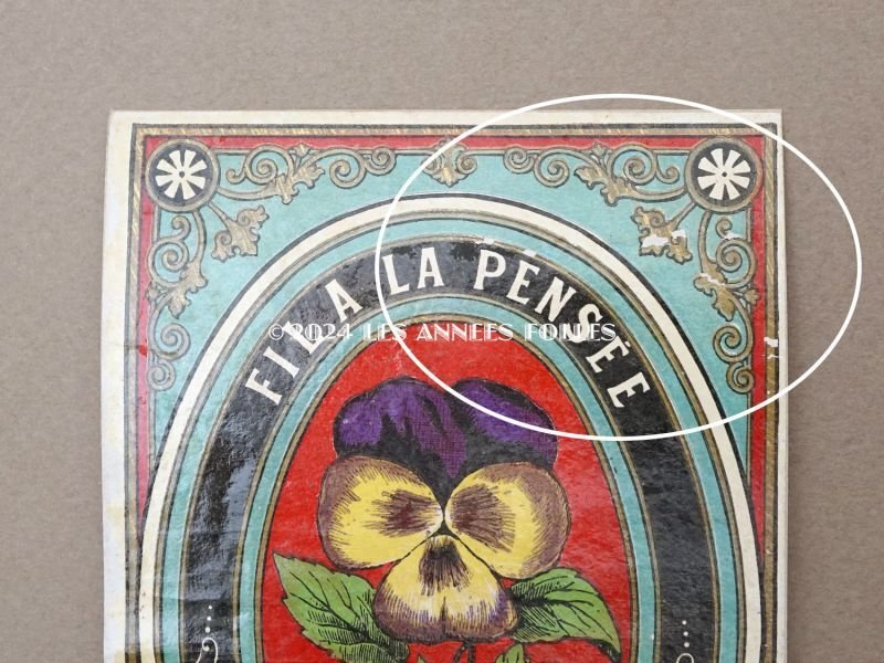 画像2: 19世紀　アンティーク 糸箱のラベル パンジー　FIL A LA PENSEE L&C