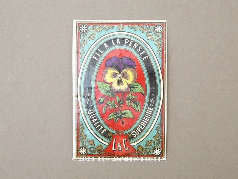 画像1: 19世紀　アンティーク 糸箱のラベル パンジー　FIL A LA PENSEE L&C