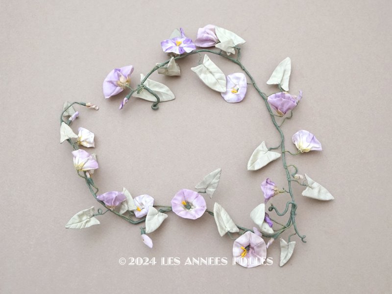 画像1: アンティーク 朝顔の布花のリース 