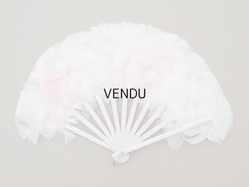 画像7: 1900年頃 アンティーク ファン パウダーピンクのフェザー 