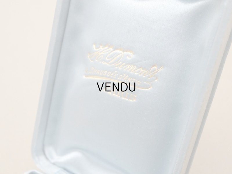 画像9: 1900年頃 アンティーク シルクサテンのジュエリーボックス 金彩のイニシャル入り パウダーブルー