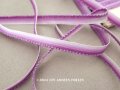 19世紀末 アンティーク 極細 シルク製 フリル付トリム 6mm幅  紫 リボン刺繍 & ロココトリム用 リボン