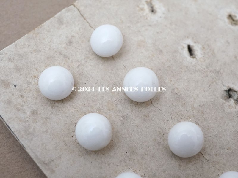 画像2: アンティーク シューボタン 9mm ホワイト 8ピースのセット　ガラスボタン ブーツ用ボタン