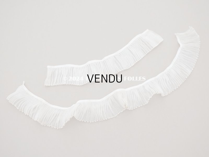 画像3: アンティーク オーガンジーのプリーツリボン オフホワイト 77cm 4.7cm幅