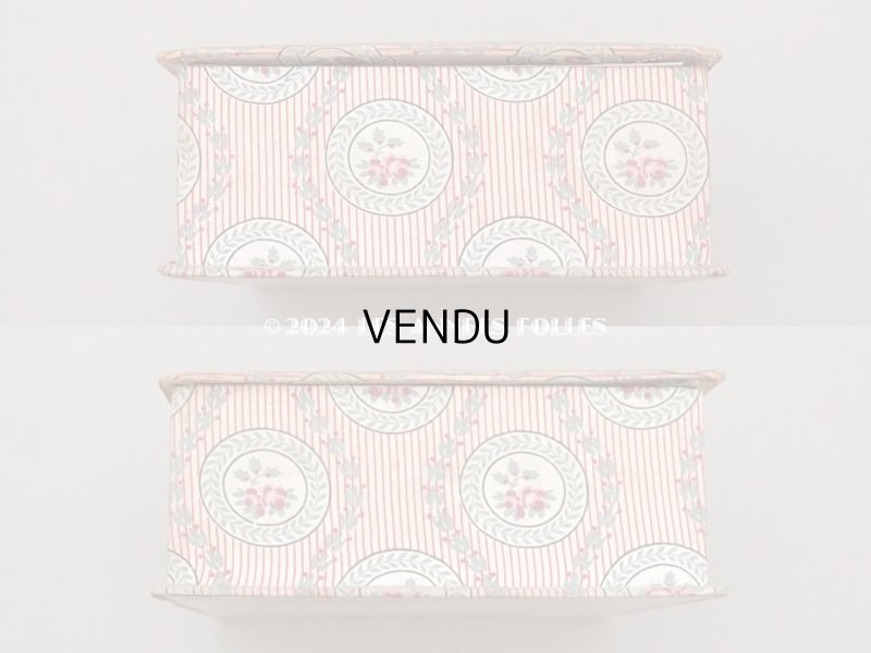 画像8: 1900年頃 アンティーク 薔薇模様&ストライプ　カルトナージュボックス 