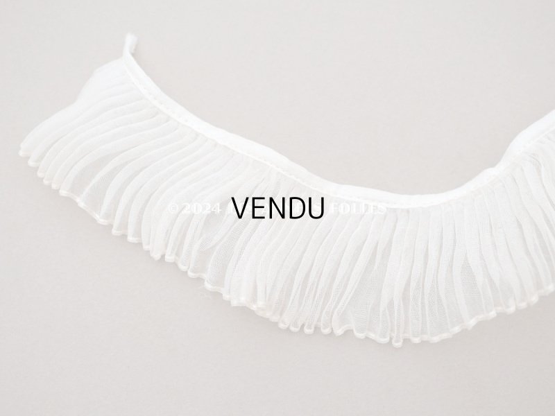 画像4: アンティーク オーガンジーのプリーツリボン オフホワイト 77cm 4.7cm幅