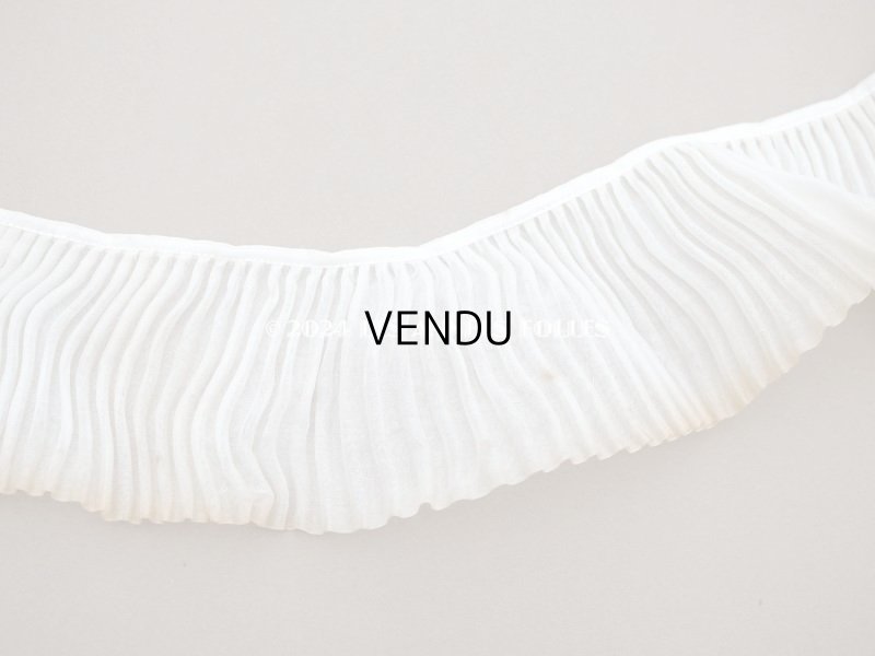 画像3: アンティーク 幅広 プリーツリボン オフホワイト 124cm 8cm幅  