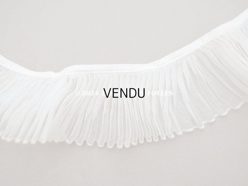 画像5: アンティーク オーガンジーのプリーツリボン オフホワイト 77cm 4.7cm幅