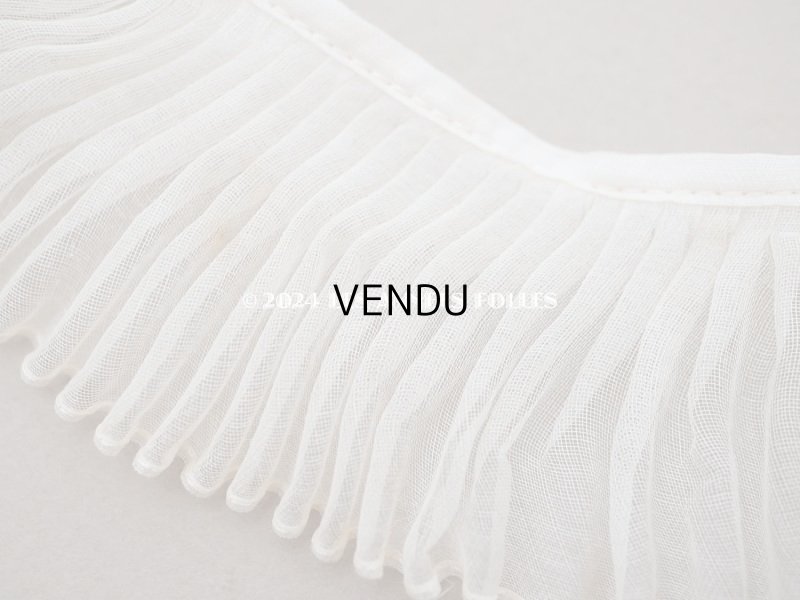 画像8: アンティーク オーガンジーのプリーツリボン オフホワイト 77cm 4.7cm幅