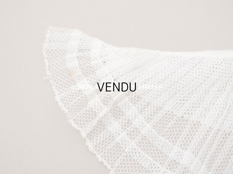 画像5: アンティーク 幅広 チュールレースのプリーツリボン ライン入り　オフホワイト 13.5cm幅 72cm 