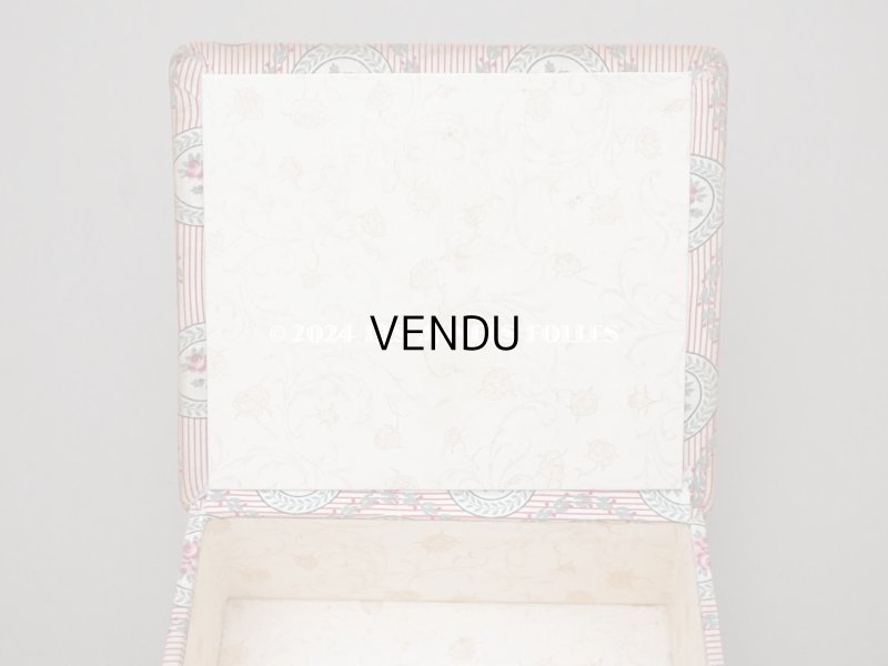 画像10: 1900年頃 アンティーク 薔薇模様&ストライプ　カルトナージュボックス 