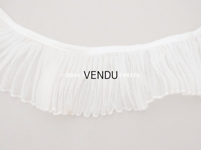 画像6: アンティーク オーガンジーのプリーツリボン オフホワイト 77cm 4.7cm幅