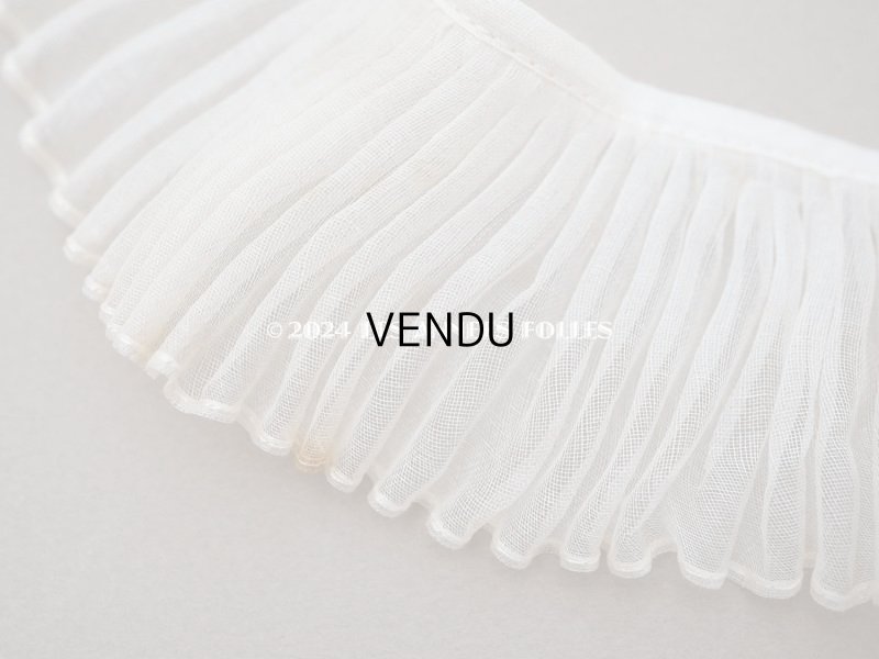 画像9: アンティーク オーガンジーのプリーツリボン オフホワイト 77cm 4.7cm幅