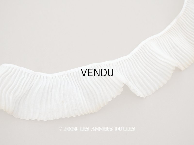 画像1: アンティーク 幅広 プリーツリボン オフホワイト 124cm 8cm幅  