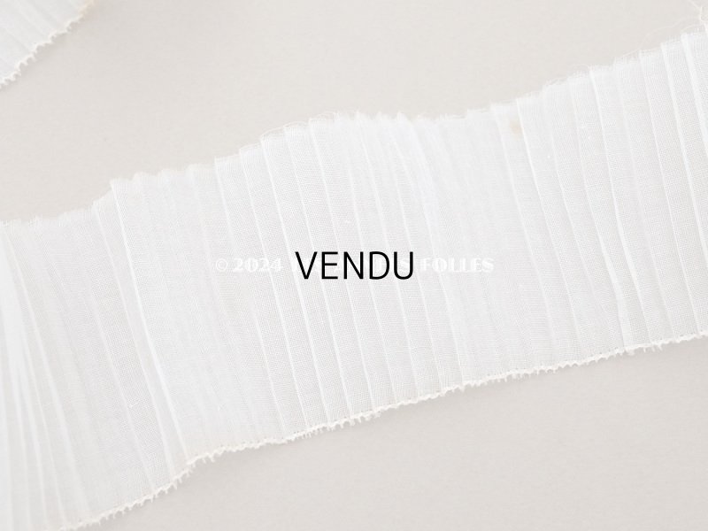 画像6: アンティーク オーガンジーのプリーツリボン オフホワイト 4.8m 6.3cm幅  