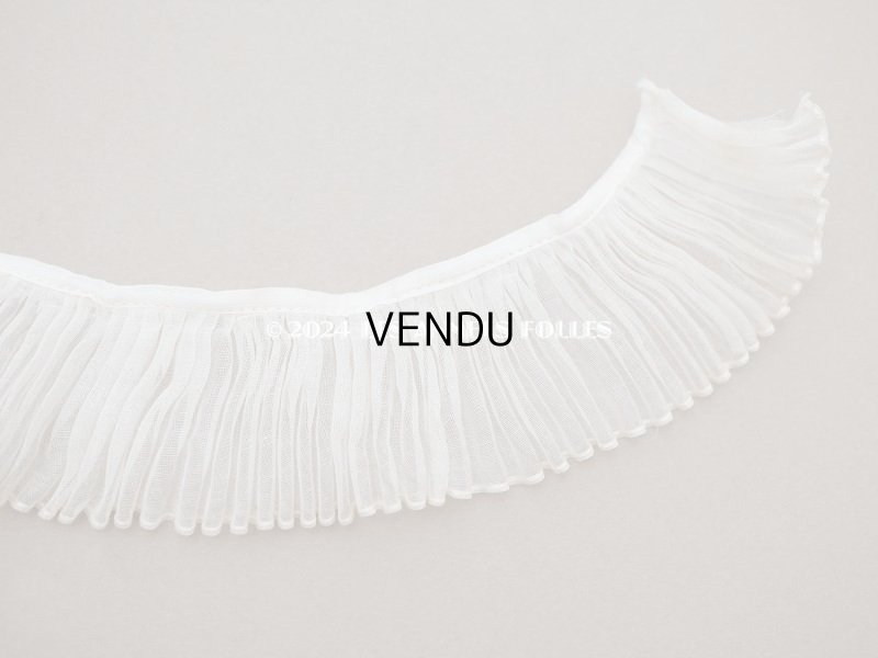 画像7: アンティーク オーガンジーのプリーツリボン オフホワイト 77cm 4.7cm幅