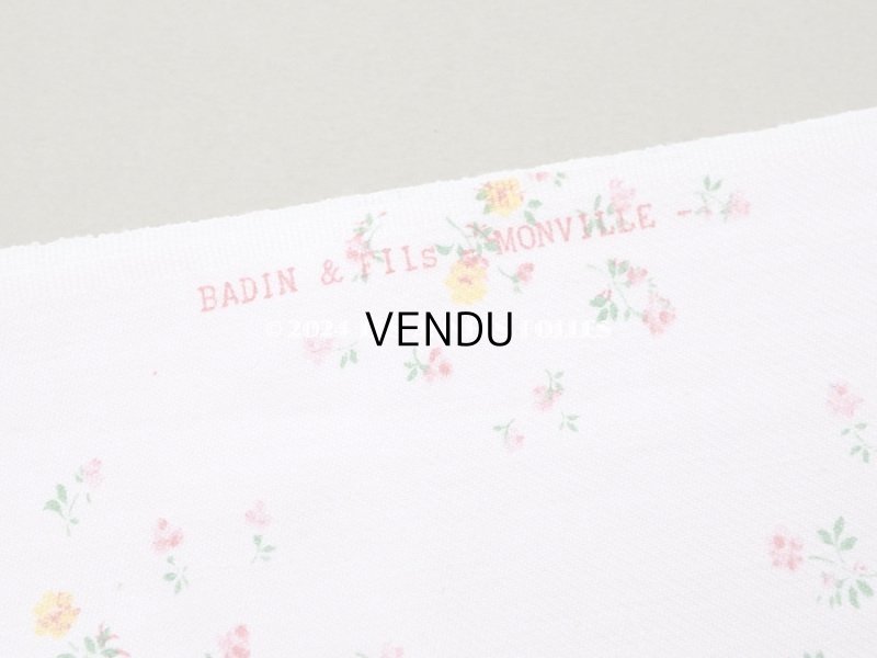 画像6: アンティーク  小花柄 コットン製ファブリック ベビーピンク　- BADIN & FILS -