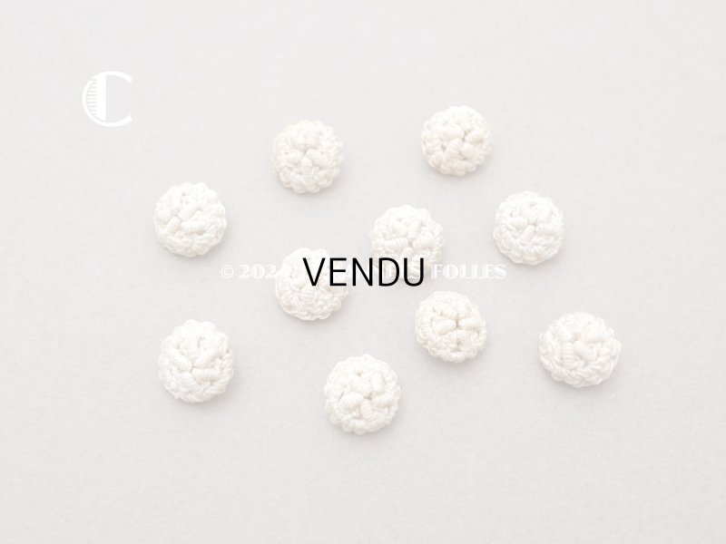 画像8: 1900年頃 アンティーク　花モチーフ コットンクロシェのボタン　10ピースのセット　11mm 