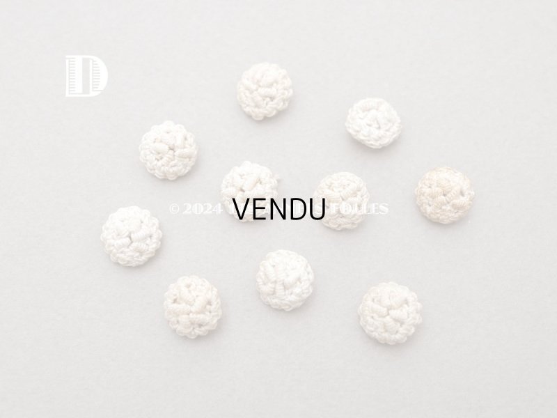 画像10: 1900年頃 アンティーク　花モチーフ コットンクロシェのボタン　10ピースのセット　11mm 