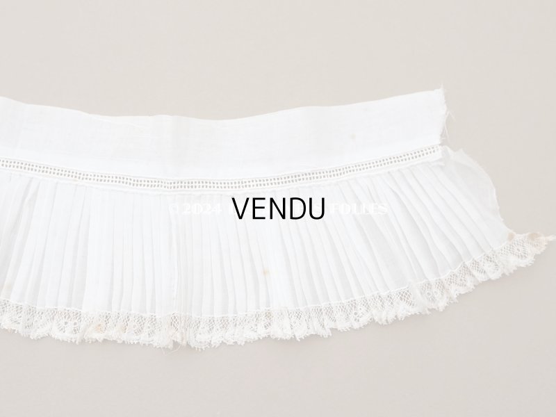 画像15: アンティーク  幅広 レース付き　プリーツリボン コットンオーガンジー オフホワイト 10.5cm幅