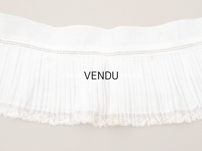 画像6: アンティーク  幅広 レース付き　プリーツリボン コットンオーガンジー オフホワイト 10.5cm幅