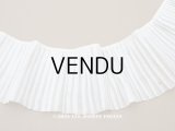 アンティーク  幅広　プリーツリボン オーガンジー オフホワイト 12.2~12.5cm幅