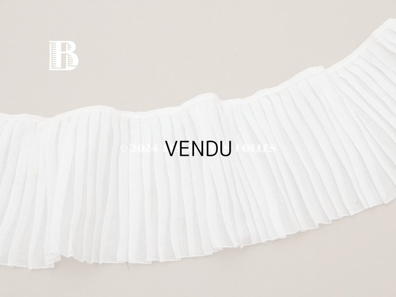 画像6: アンティーク  幅広 プリーツリボン オーガンジー オフホワイト 12.2~12.5cm幅