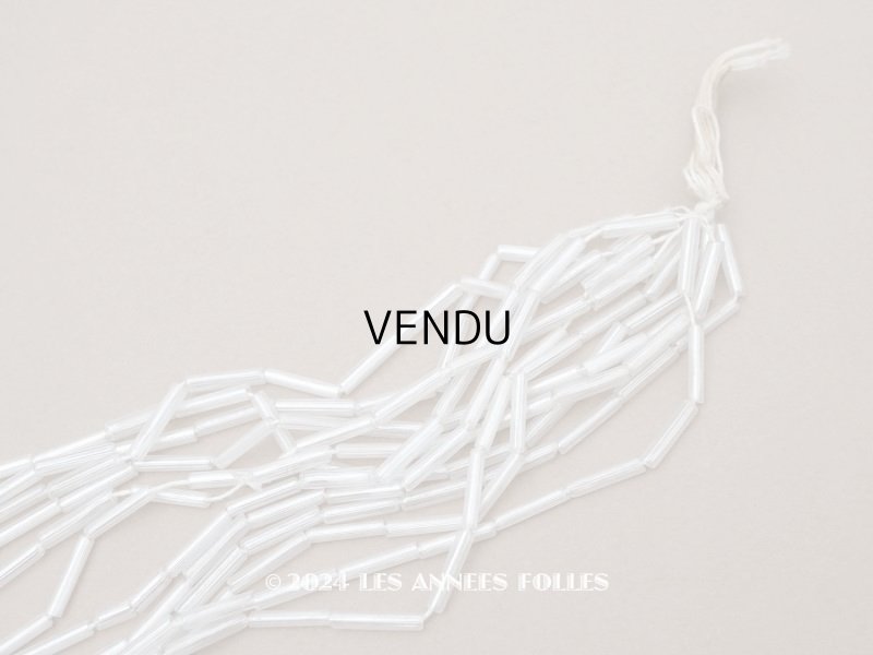 画像1: アンティーク スフレビーズ  透明 シャンデリアのクリスタルカラー 3×14mm  約230~320ピース　ライン入り 吹きガラス製ビーズ