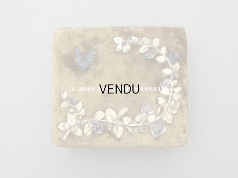 画像3: 19世紀末 アンティーク 裁縫箱&ジュエリーボックス　カーキ ベルベット＆シルククッション